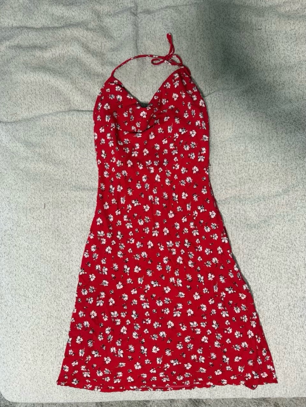 Red Floral Halter Dress